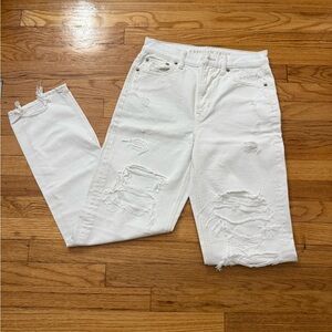 American Eagle Outfitters White Distressed Relaxed Men's Jeans